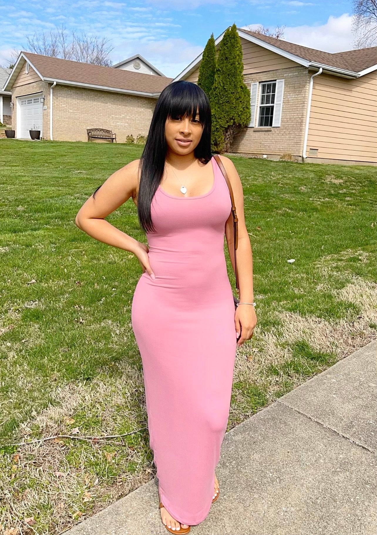 basic pink maxi dress