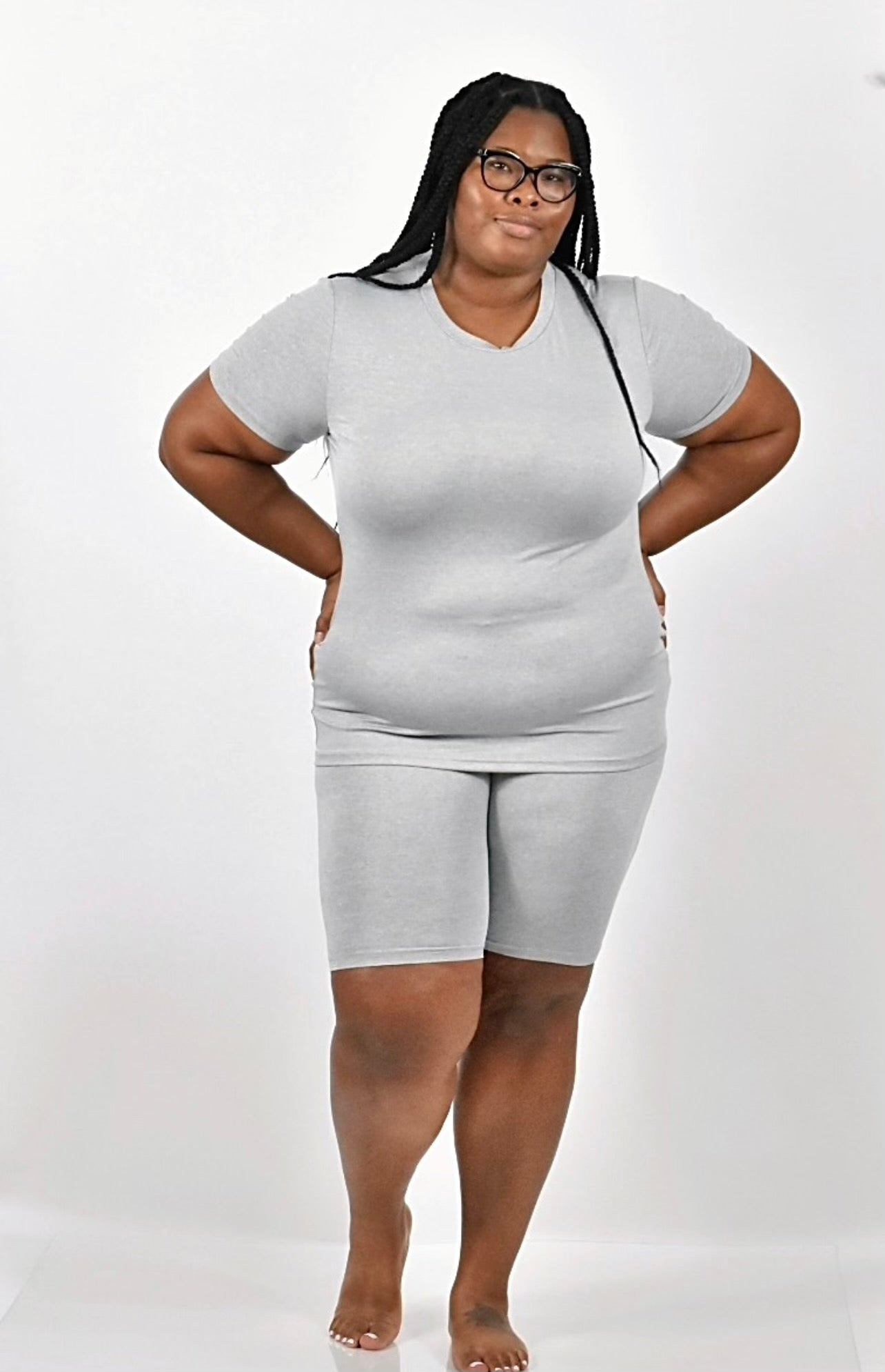 plus size heather grey biker set