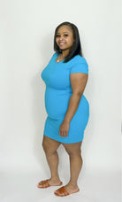 plus size aqua mini dress